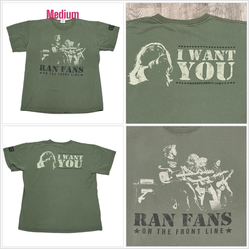 Unisex Miranda Lambert Ran Fan Medium Short Sleeve T-Shirt Tee Olive Concert